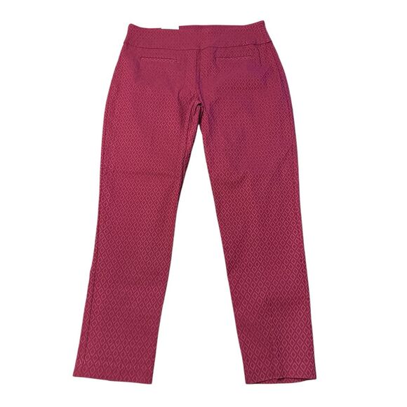 Crown & Ivy Cranberry Tech Stretch Womens 10P Ankle Mid Rise Textured Pants NWT - Picture 1 of 7